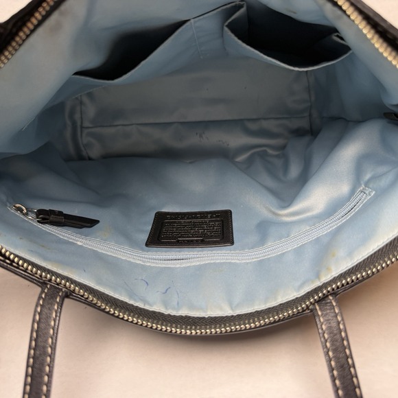 Coach Signature Logo Black Patent Leather Stitch Tote Shoulder Bag Double F15142 - Picture 12 of 16